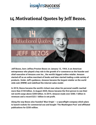 14 Motivational Quotes by Jeff Bezos.
