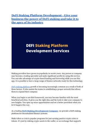 DeFi Staking Platform Development