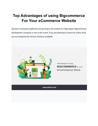 Top Advantages of using Bigcommerce For Your eCommerce Website