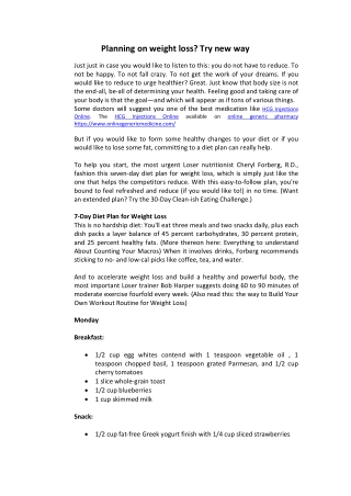 HCG Injections Online - Planning on weight loss