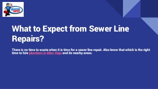 What to Expect from Sewer Line Repairs?