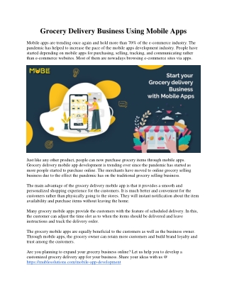Grocery Delivery Business Using Mobile Apps