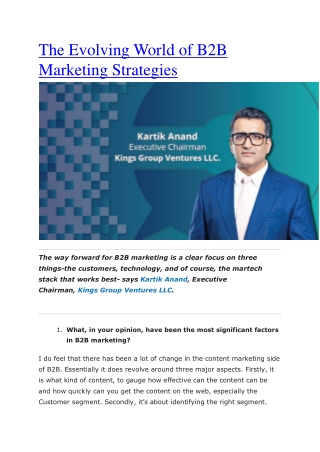 The Evolving World of B2B Marketing Strategies