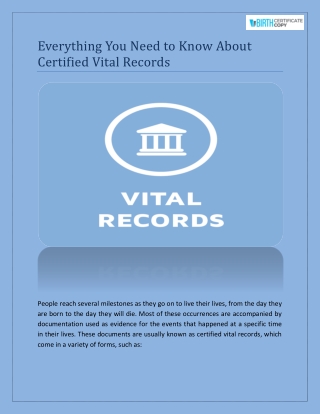 Everything You Need to Know About Certified Vital Records