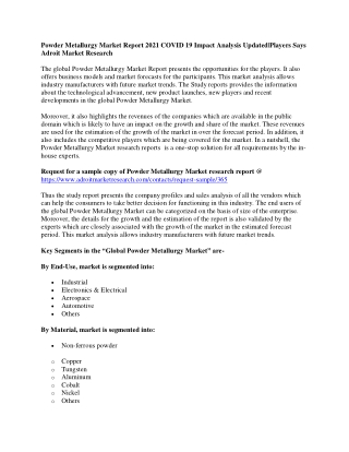 Powder Metallurgy Market