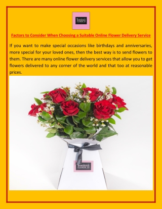 Factors to Consider When Choosing a Suitable Online Flower Delivery Service