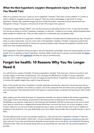 hyperbaric chamber rent Explained in Fewer than 140 Characters