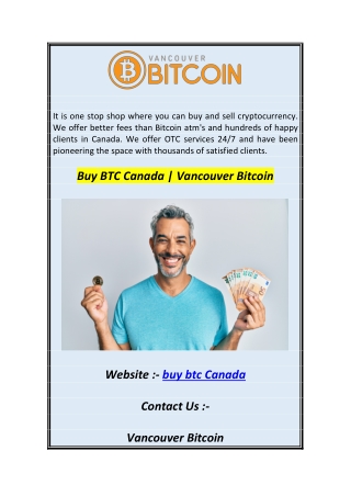 Buy BTC Canada  Vancouver Bitcoin 1