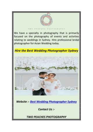 Hire the Best Wedding Photographer Sydney 1