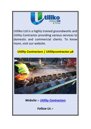 Utility Contractors  Utilitycontractor.uk