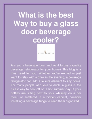 What is the best Way to buy a glass door beverage cooler