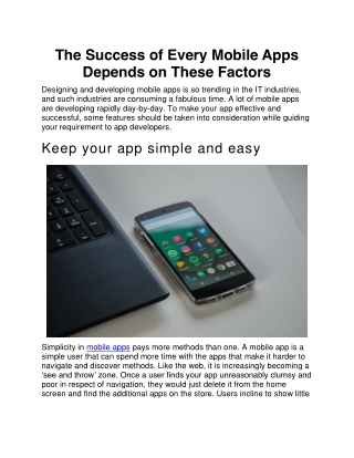 The Success of Every Mobile Apps Depends on These Factors