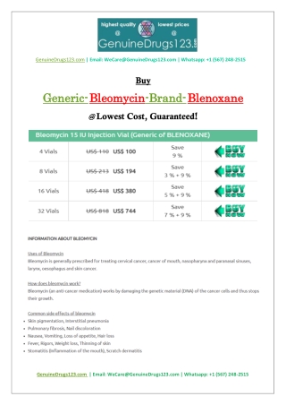 Place an order of BLEOMYCIN Medication Online