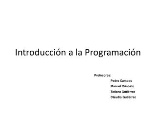 Introducción a la Programación