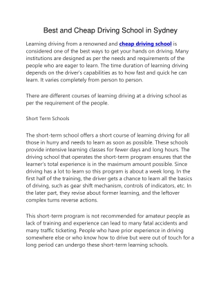 cheap driving school