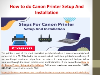 How to do Canon Printer Setup And Installation 1-888-840-1555 Toll free