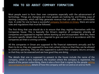 How to Go About Company Formation