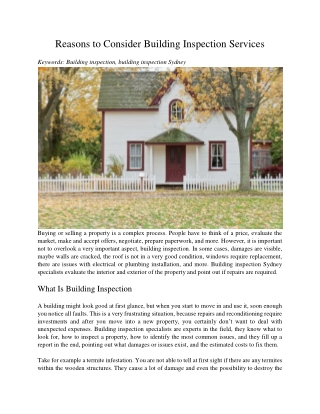 Reasons to Consider Building Inspection Services