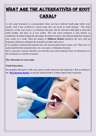 What are the alternatives of Root Canal