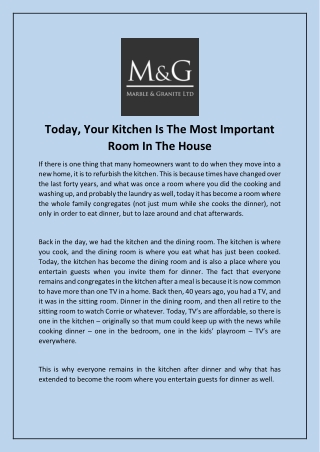 Today, Your Kitchen Is The Most Important Room In The House