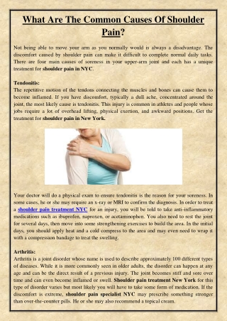 What Are The Common Causes Of Shoulder Pain