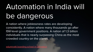 Automation in India will be dangerous