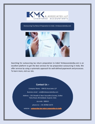 Outsourcing Tax Return Preparation to India | Kmkassociatesllp.com