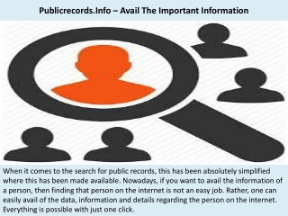 Publicrecords.Info – Avail The Important Information