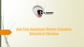 Ask Few Questions Before Choosing Schools in Haryana