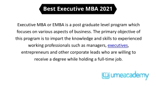 Top Executive MBA Colleges in India 2021