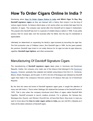 How To Order Cigars Online In India?