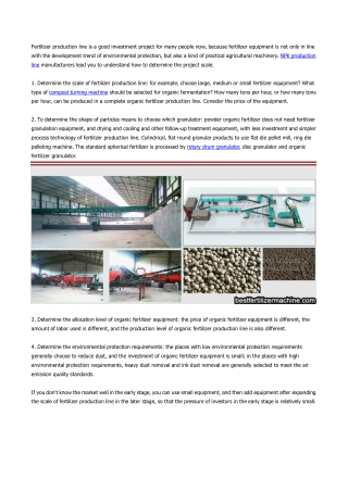 How to determine the project scale of fertilizer production line