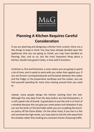 Planning A Kitchen Requires Careful Consideration