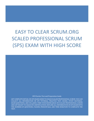 Easy to Clear Scrum.org Scaled Professional Scrum (SPS) Exam with High Score
