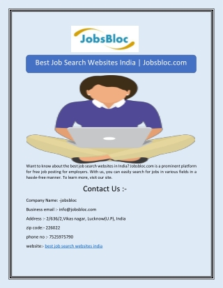 Best Job Search Websites India | Jobsbloc.com