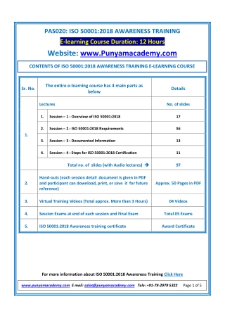 ISO 50001 Awareness Training Online