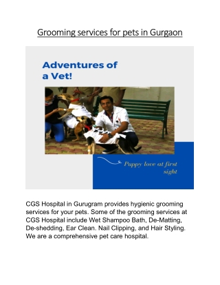 Grooming services for pets in gurgaon