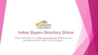 Indian buyers directory online