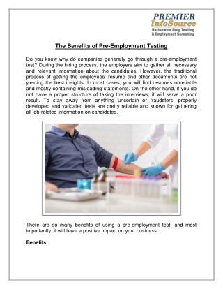 The Benefits of Pre-Employment Testing