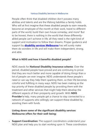 disability services Melbourne