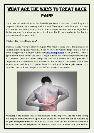 What are the ways to treat back pain