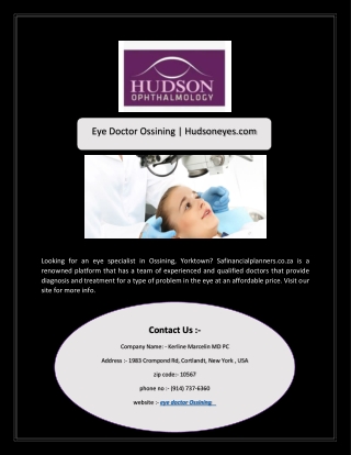 Eye Doctor Ossining | Hudsoneyes.com