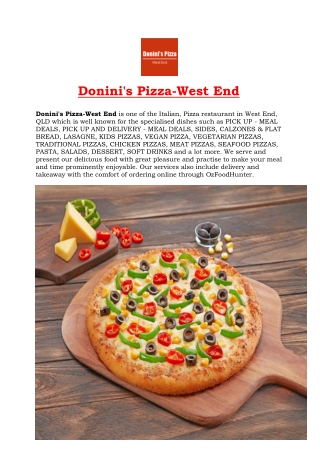 5% Off - Donini's Pizza Restaurant West End Menu, QLD
