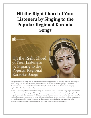 Hit the Right Chord of Your Listeners by Singing to the Popular Regional Karaoke Songs