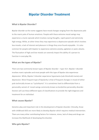 Bipolar Medication | Bipolar Disorder Treatment | Mindoc