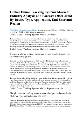 Global Tumor Tracking Systems Market