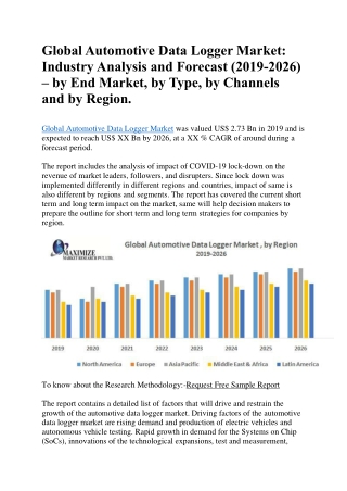 Global Automotive Data Logger Market