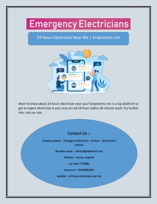 24 Hours Electrician Near Me | Gripelectric.net