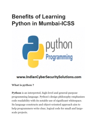 Benefits of Learning Python in Mumbai